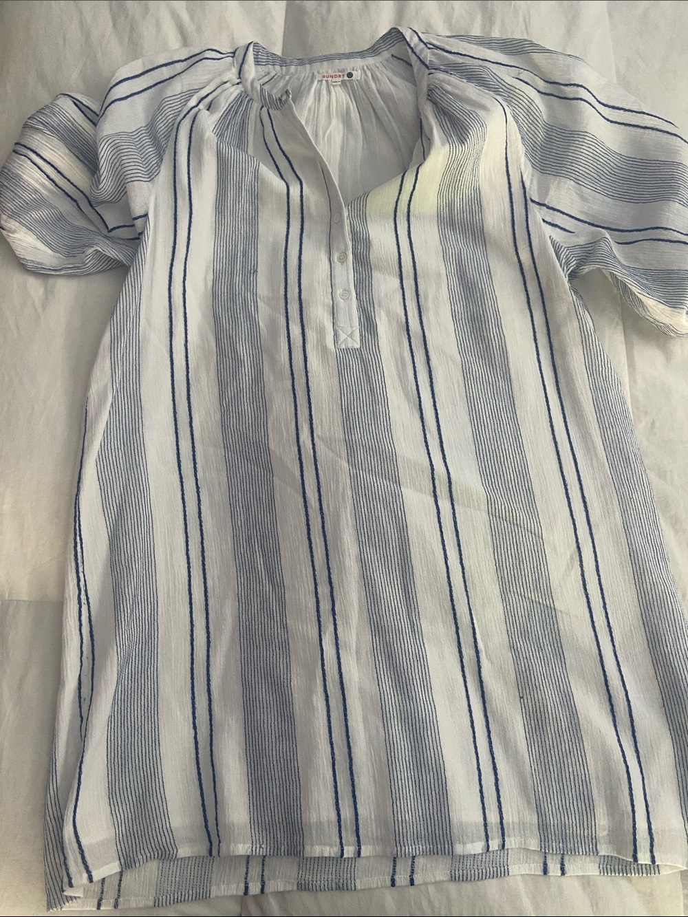 Sundry White and Blue Vertical Stripe Button-Down dress
